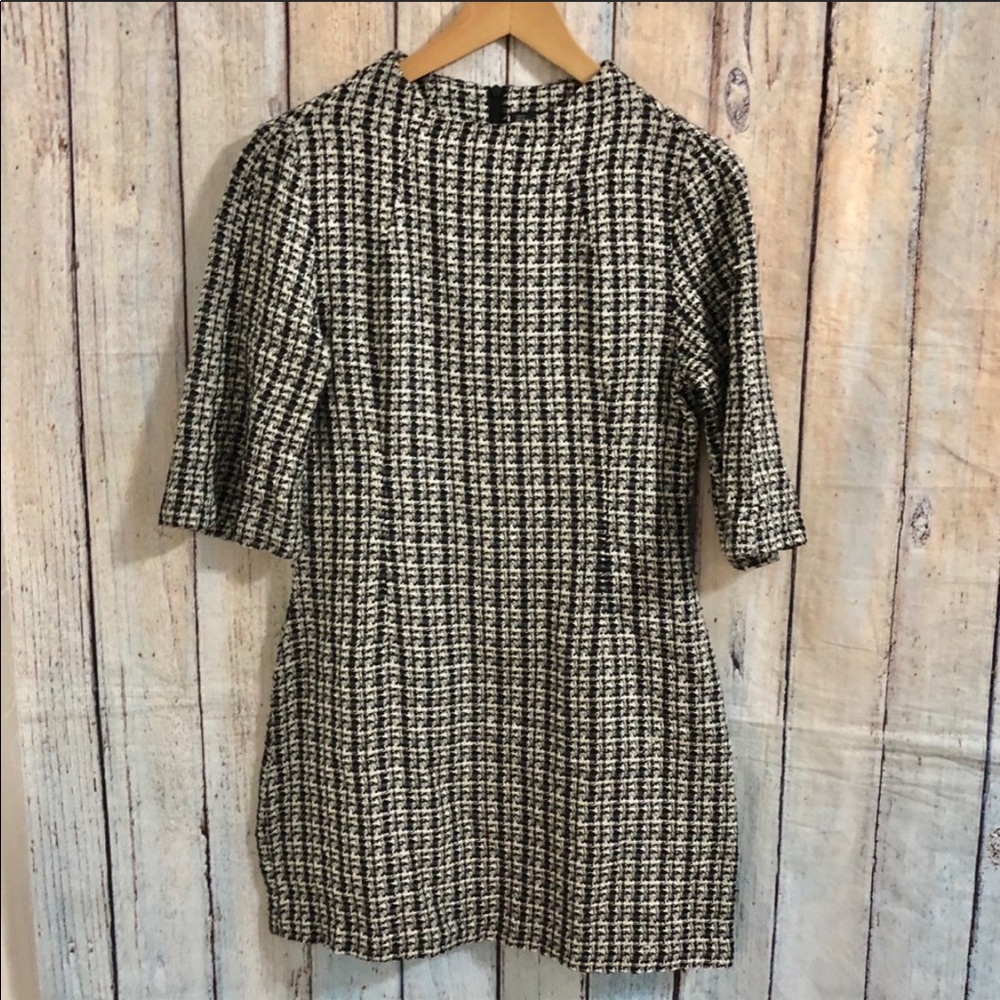 Zara Black and White Long Sleeve Dress